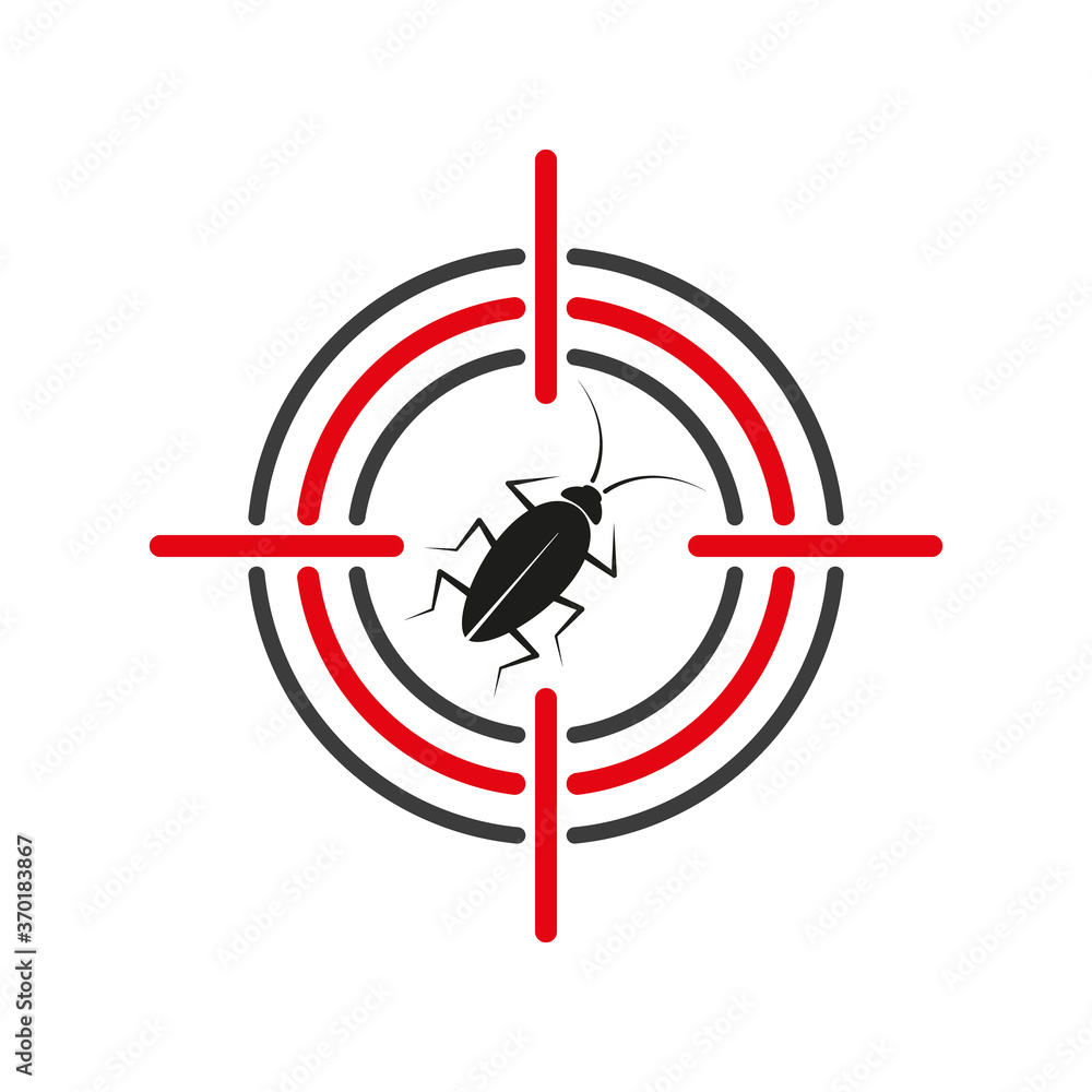 Cockroach in crosshair. Isolated symbol. Cockroach in crosshair. Isolated symbol.
