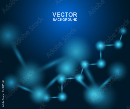 Abstract background. molecules design. Atoms. Medical or Science background . Molecular structure with blue spherical particles. Vector illustration.