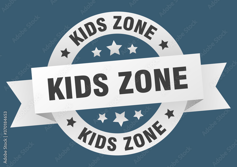 kids zone round ribbon isolated label. kids zone sign