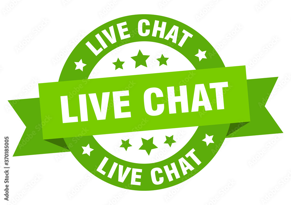 live chat round ribbon isolated label. live chat sign live chat round ribbon isolated label. live chat sign