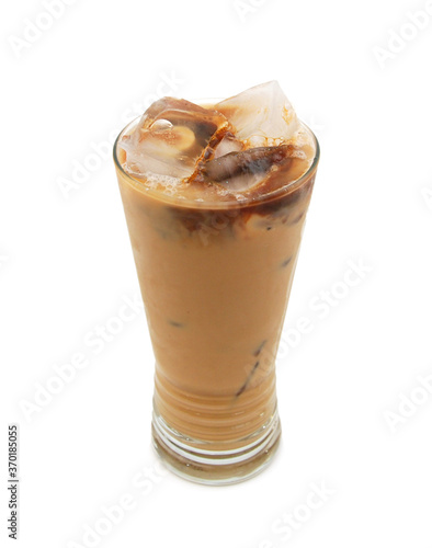 cold fresh ice coffee with chocolate close up