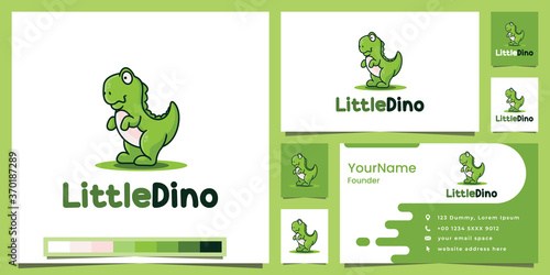 little dino cartoon version logo design