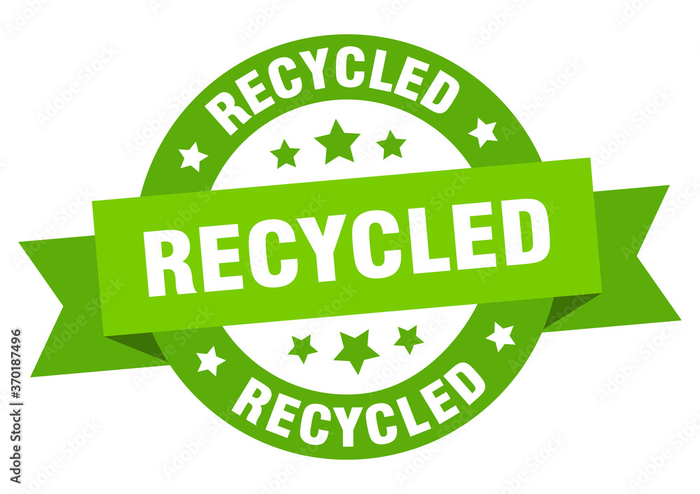 recycled round ribbon isolated label. recycled sign recycled round ribbon isolated label. recycled sign