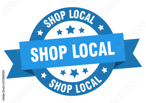shop local round ribbon isolated label. shop local sign