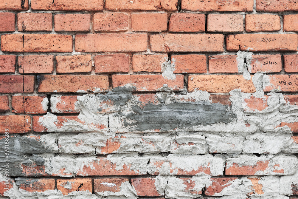 Abstract background old white brick wall with cracks and scratches. Landscape style. Great background or texture. Abstract background old white brick wall with cracks and scratches. Landscape style. Great background or texture.