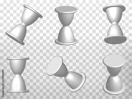 Set of perspective projections 3d hourglass model icons on transparent background.  3d figure.  Abstract concept of graphic elements for your web site design, app, UI. EPS 10