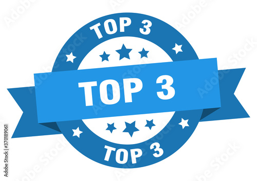 top 3 round ribbon isolated label. top 3 sign