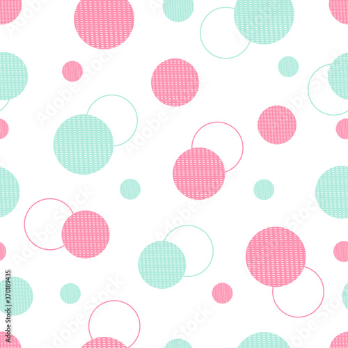 Seamless abstract geometric pattern Pink and green overlapping circular background Design ideas for textiles, fashion, publications, wallpapers. Vector illustration