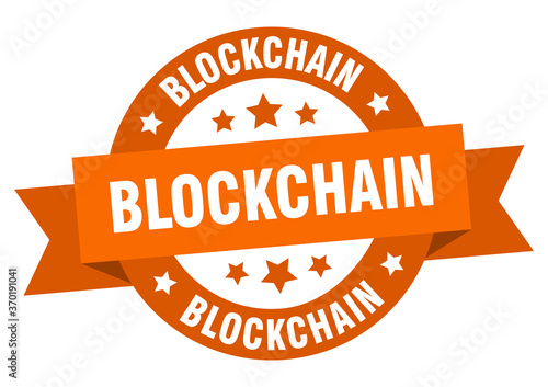 blockchain round ribbon isolated label. blockchain sign