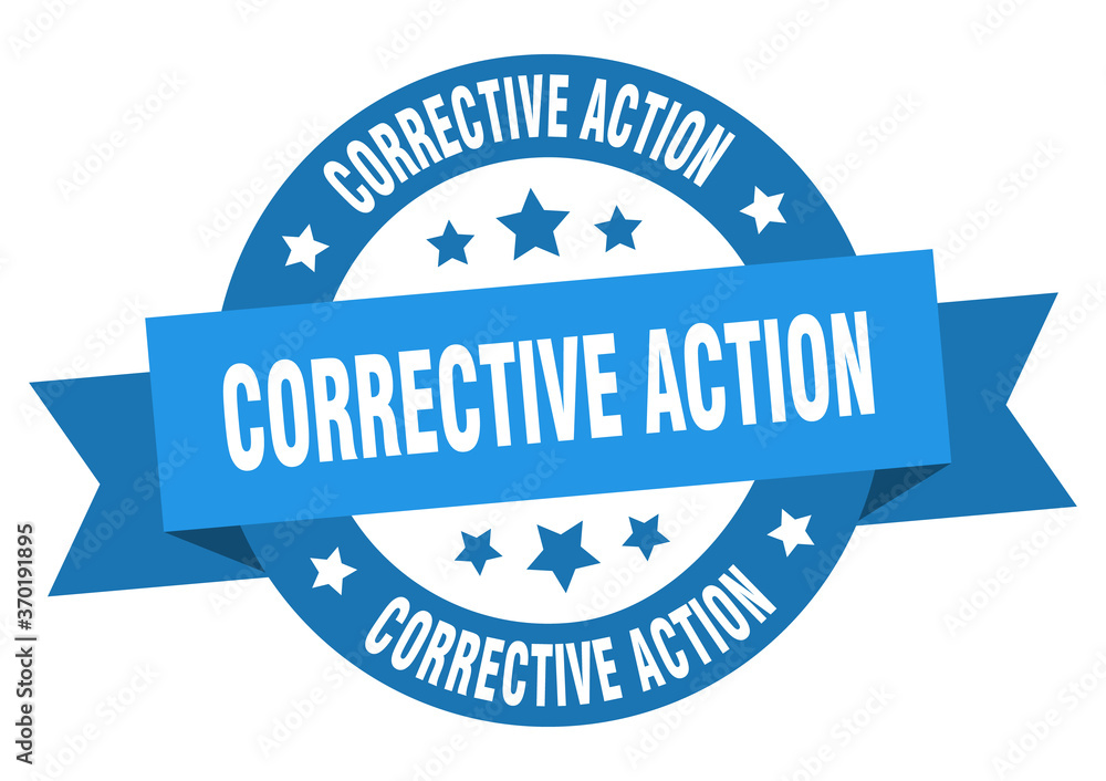 Fototapeta premium corrective action round ribbon isolated label. corrective action sign