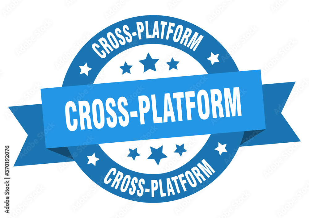 cross-platform round ribbon isolated label. cross-platform sign cross-platform round ribbon isolated label. cross-platform sign