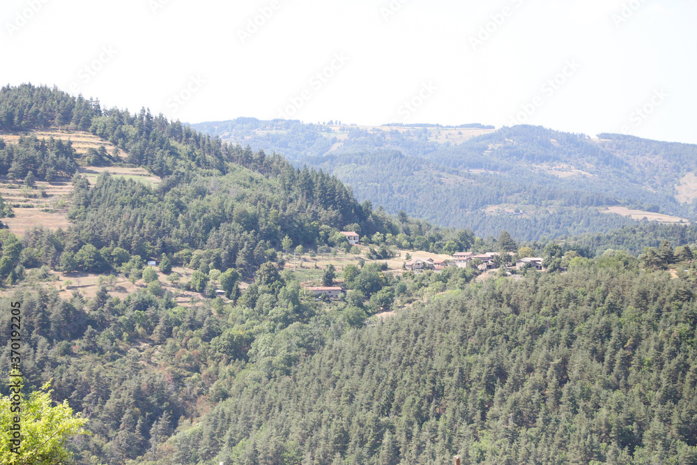 Obraz premium Rural Landscape in the early Morning in the Ardeche, France