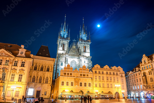 The Church of Mother of God before Tyn or Church of Our Lady before Tyn, Gothic Building and a Dominant Feature of the Old Town Square of Prague, the Capital of the Czech Republic, European Union