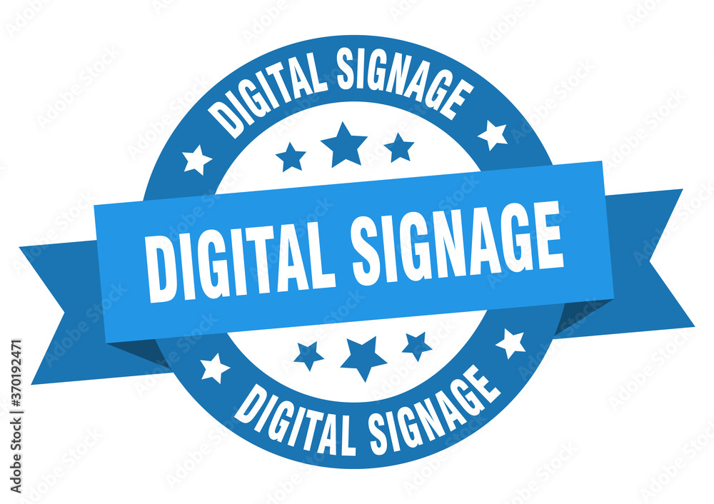 digital signage round ribbon isolated label. digital signage sign digital signage round ribbon isolated label. digital signage sign