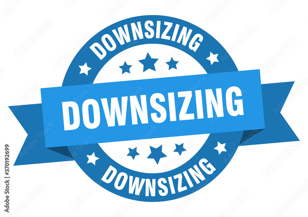 downsizing round ribbon isolated label. downsizing sign