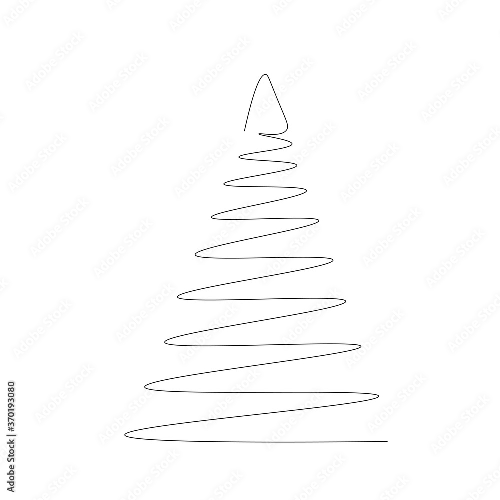 Christmas tree silhouette line drawing. Vector illustration Christmas tree silhouette line drawing. Vector illustration