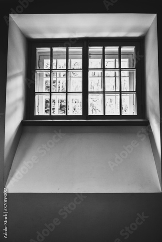 Window in the basement of an old building