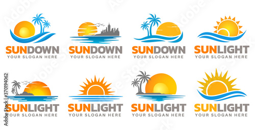 Creative sundown logo design bundle - sea sun logo