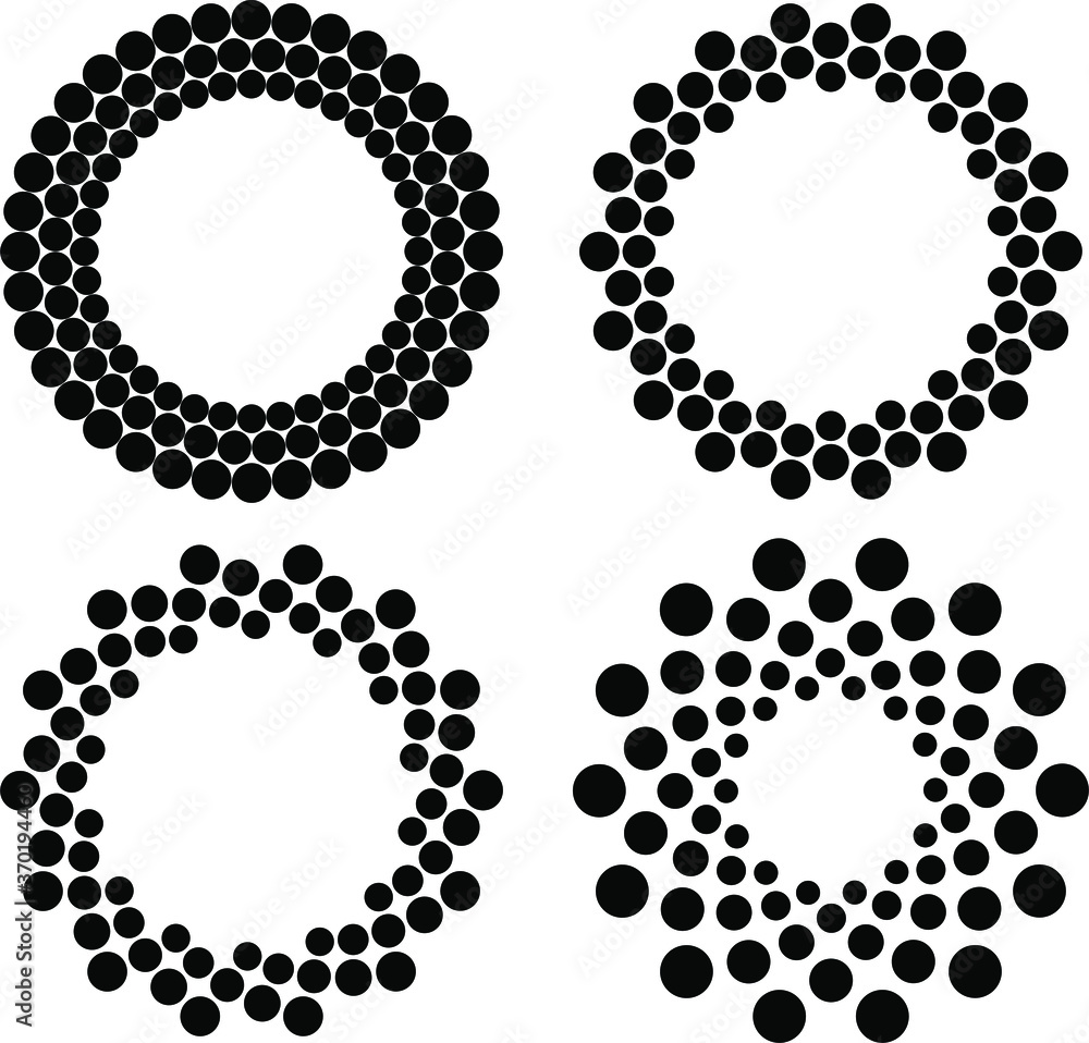 Set of black spiral halftone dots. Geometric art. Halftone dots. Trendy design element for logo, tattoo, frame, symbol, web, prints, template, pattern and abstract background Set of black spiral halftone dots. Geometric art. Halftone dots. Trendy design element for logo, tattoo, frame, symbol, web, prints, template, pattern and abstract background