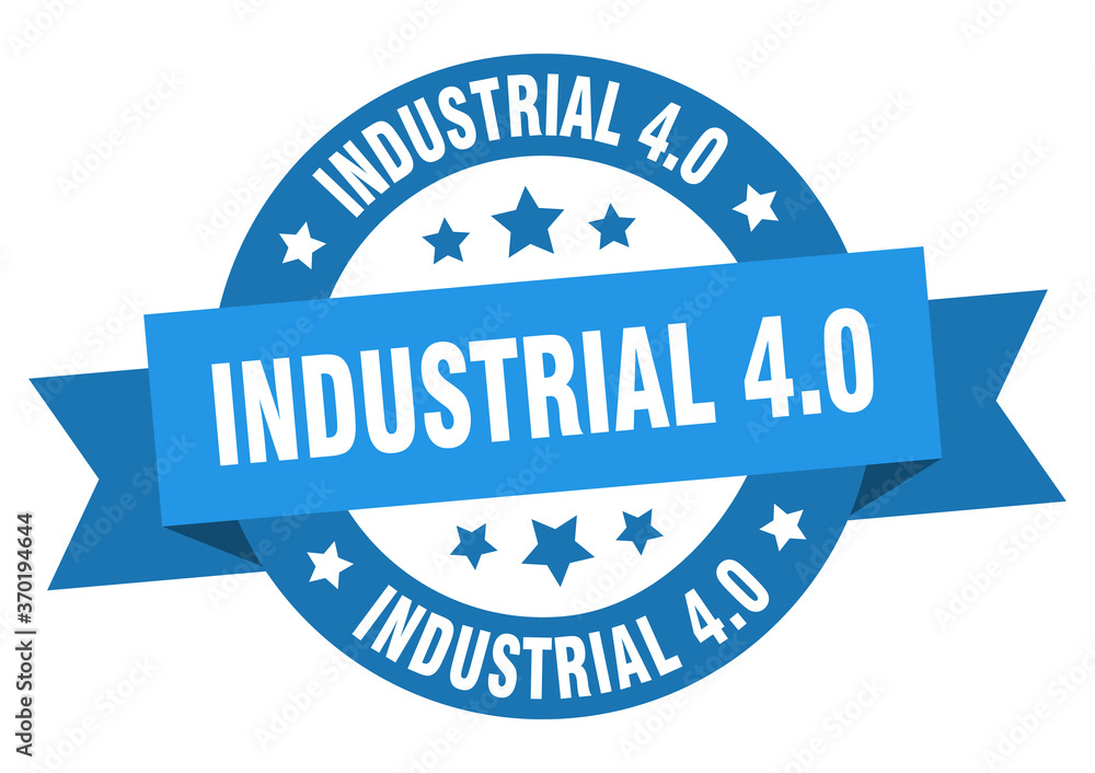 Obraz premium industrial 4.0 round ribbon isolated label. industrial 4.0 sign