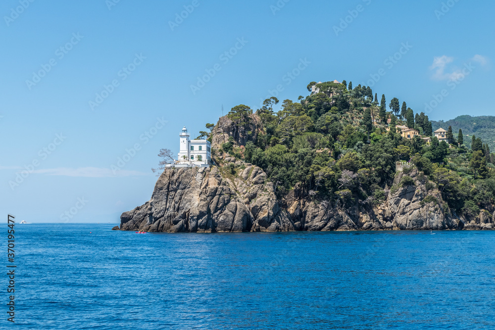 the coast of Portofino with the lighthouse
