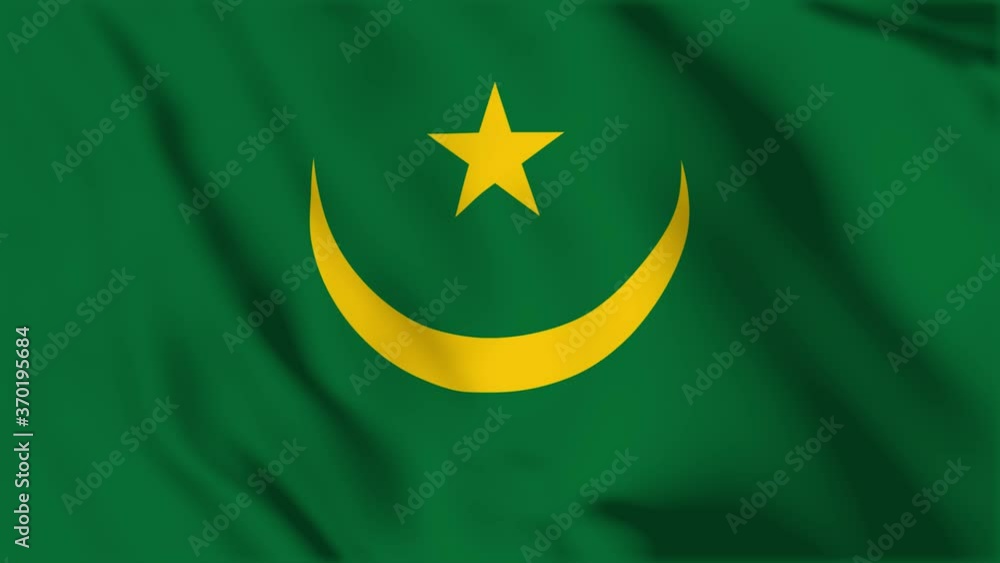 Waving flag loop. National flag of Mauritania Waving flag loop. National flag of Mauritania