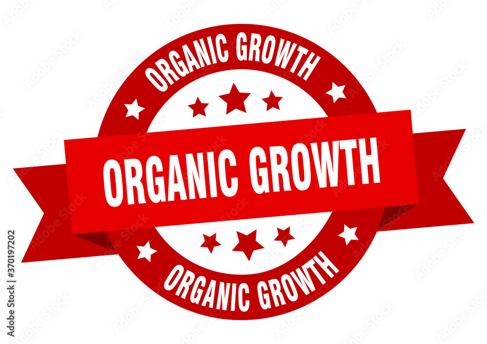 Obraz premium organic growth round ribbon isolated label. organic growth sign