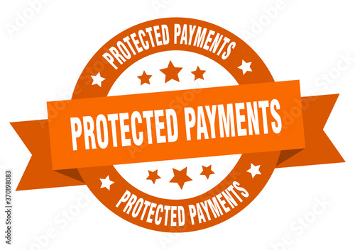 protected payments round ribbon isolated label. protected payments sign