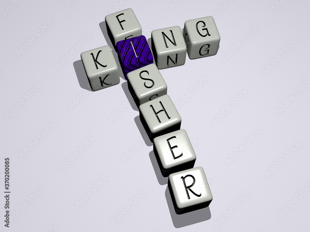 combination of king fisher built by cubic letters from the top perspective, excellent for the concept presentation. illustration and background combination of king fisher built by cubic letters from the top perspective, excellent for the concept presentation. illustration and background