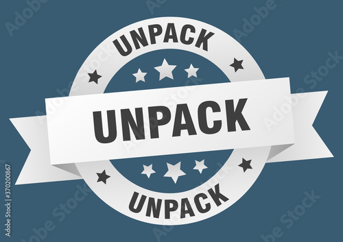 unpack round ribbon isolated label. unpack sign