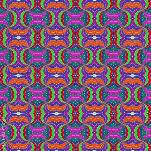 seamless background with multicolored repeating patterns. 3d illustration, 3d rendering.