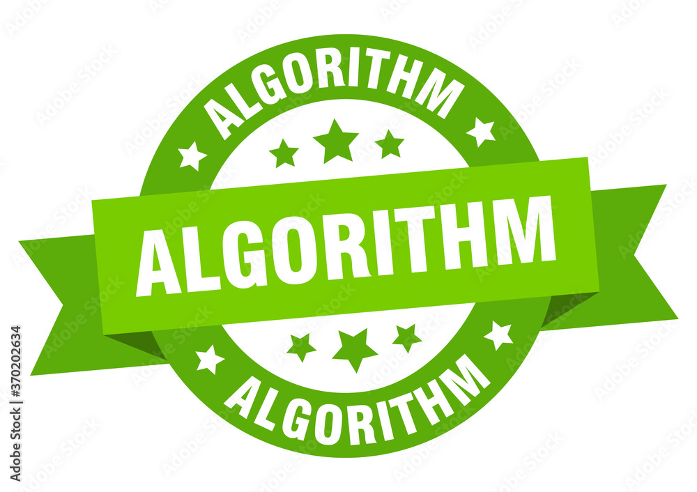 algorithm round ribbon isolated label. algorithm sign algorithm round ribbon isolated label. algorithm sign