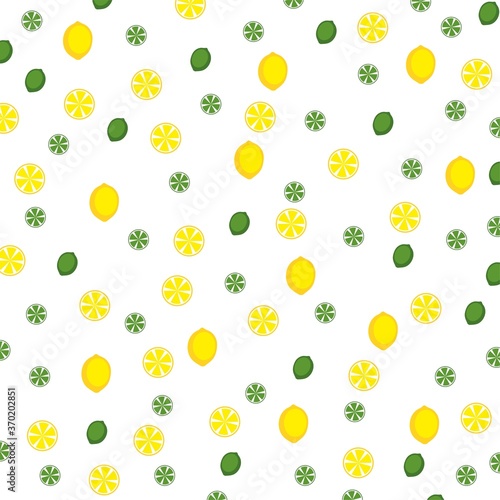Fototapeta Naklejka Na Ścianę i Meble -  Seamless pattern with lemons and limes. Perfect for wallpapers, pattern fills, web page backgrounds, surface textures, textile.
