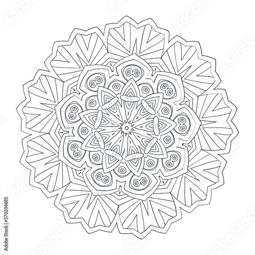 Mandalas Round for coloring book. Decorative round ornaments. Flower shape. Oriental vector, Anti-stress therapy patterns. Symmetry. Meditation. Yoga logo. Vector EPS 10. Ethnic Style.