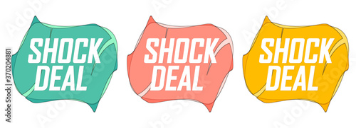 Shock Deal, set sale bubble banners design template, discount tags, vector illustration