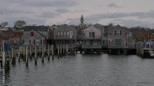 4k Footage of Down Town of Nantucket, famous tourist attraction and Landmark of Nantucket Island, Cape Cod
