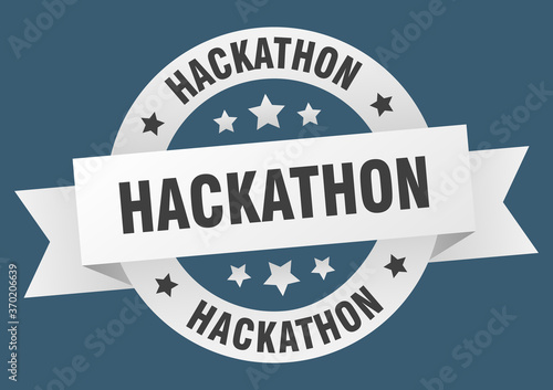 hackathon round ribbon isolated label. hackathon sign photo