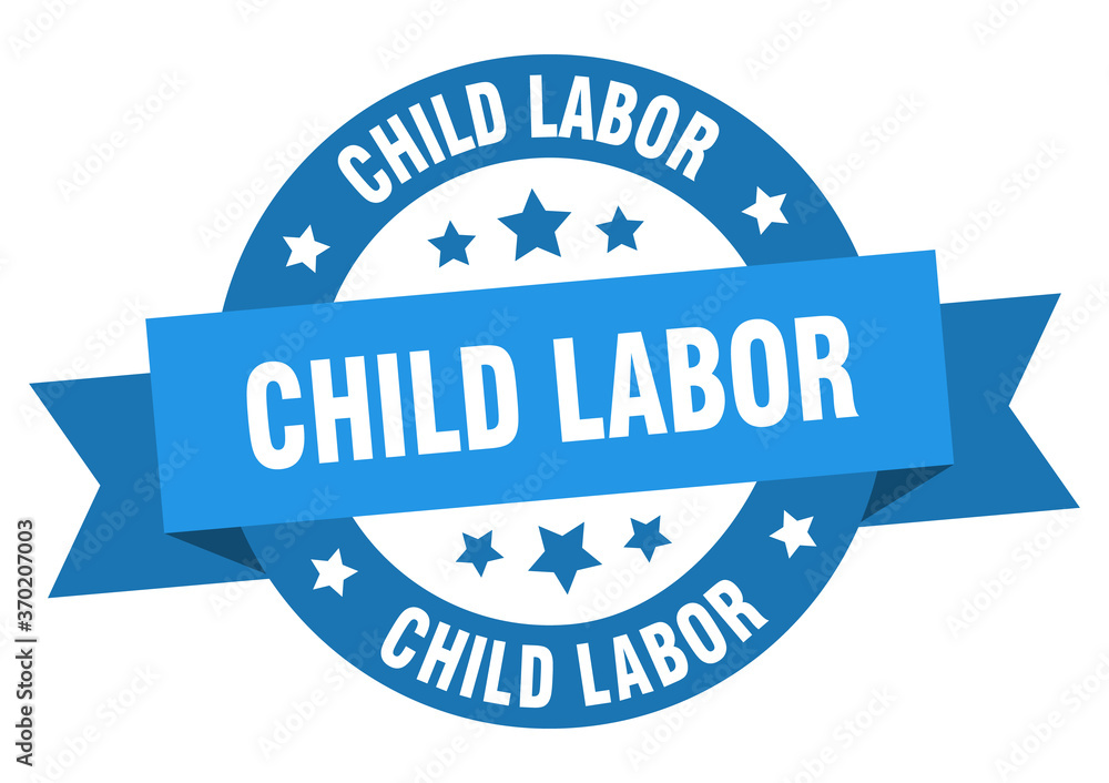 Fototapeta premium child labor round ribbon isolated label. child labor sign