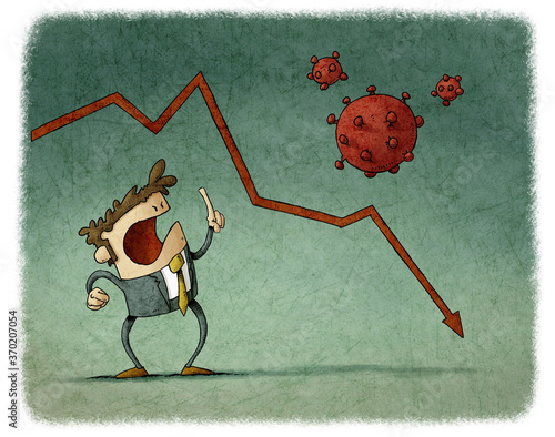 illustration of the market depression as a result of covid-19 a businessman i...