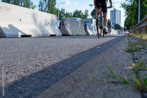 People are biking on a controversial so-called 