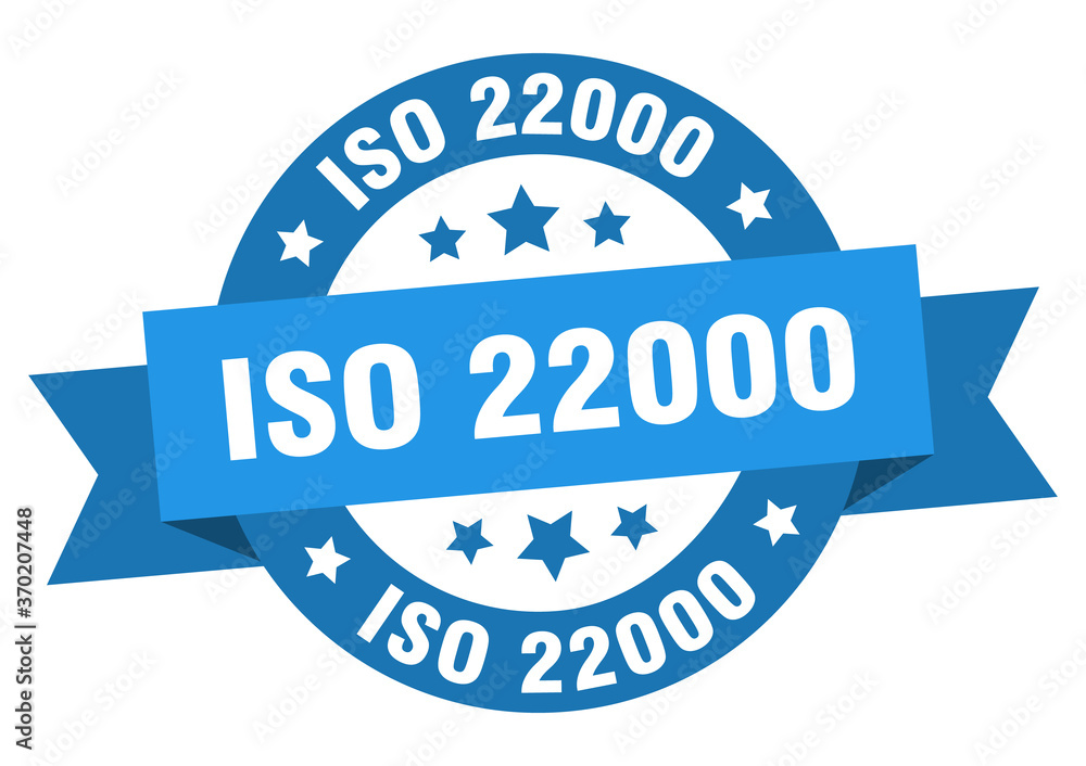 Fototapeta premium iso 22000 round ribbon isolated label. iso 22000 sign
