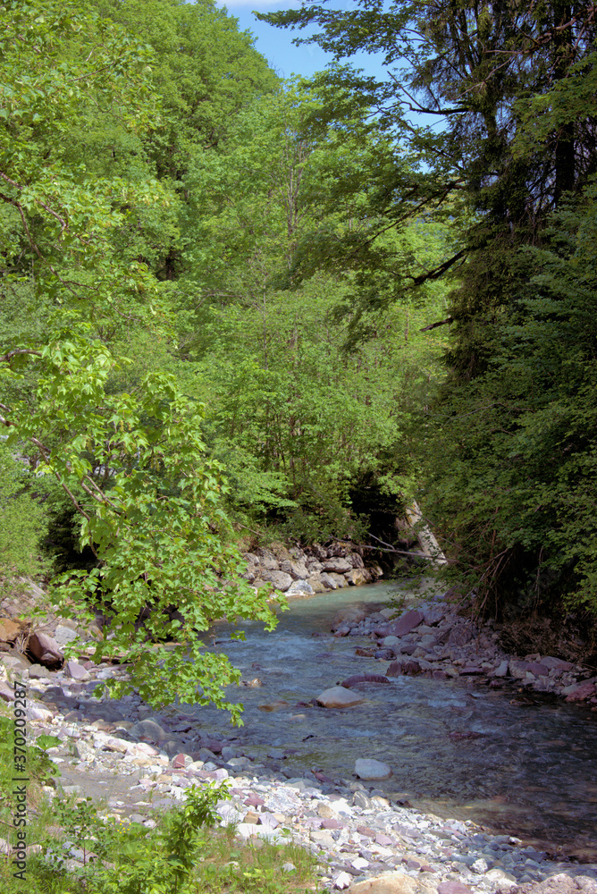 Kleiner Wildbach im Weisstannental in der Schweiz 28.5.2020 Kleiner Wildbach im Weisstannental in der Schweiz 28.5.2020