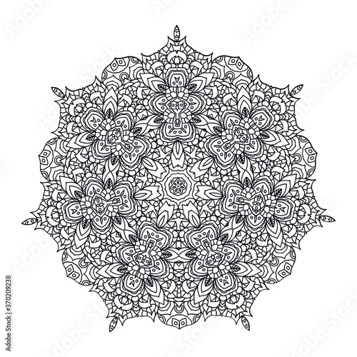 Mandala for coloring book. Decorative round ornaments. Flower shape. Oriental vector, Anti-stress therapy patterns. Symmetry. Meditation. Yoga logo. Vector EPS 10. Ethnic Style.