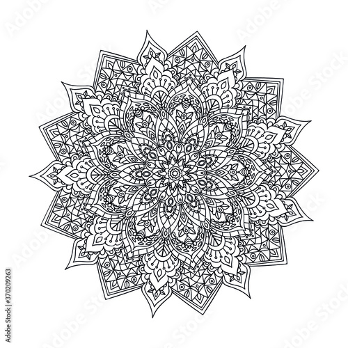 Mandala for coloring book. Decorative round ornaments. Flower shape. Oriental vector, Anti-stress therapy patterns. Symmetry. Meditation. Yoga logo. Vector EPS 10. Ethnic Style.