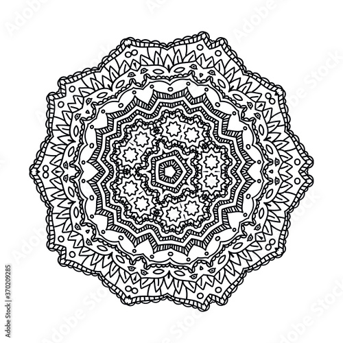 Mandala for coloring book. Decorative round ornaments. Flower shape. Oriental vector, Anti-stress therapy patterns. Symmetry. Meditation. Yoga logo. Vector EPS 10. Ethnic Style.