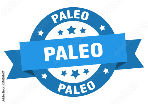 paleo round ribbon isolated label. paleo sign