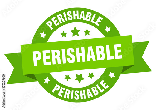 perishable round ribbon isolated label. perishable sign