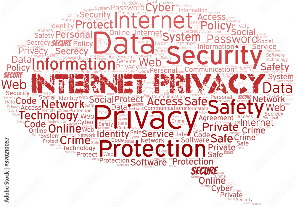 Internet Privacy vector word cloud, made with text only.