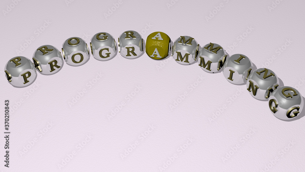 combination of PROGRAMMING built by cubic letters from the top perspective, excellent for the concept presentation. illustration and code combination of PROGRAMMING built by cubic letters from the top perspective, excellent for the concept presentation. illustration and code