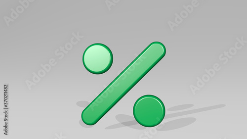 Foto discount made by 3D illustration of a shiny metallic sculpture with the shadow on light background